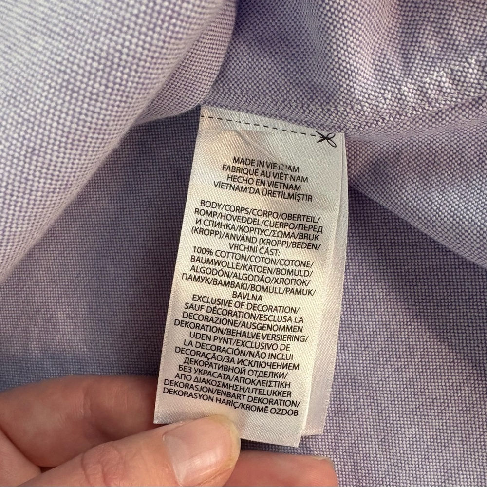 Polo Ralph Lauren Mens Large Lavender Classic Fit Short Sleeve Button Down (656) - Picture 6 of 7